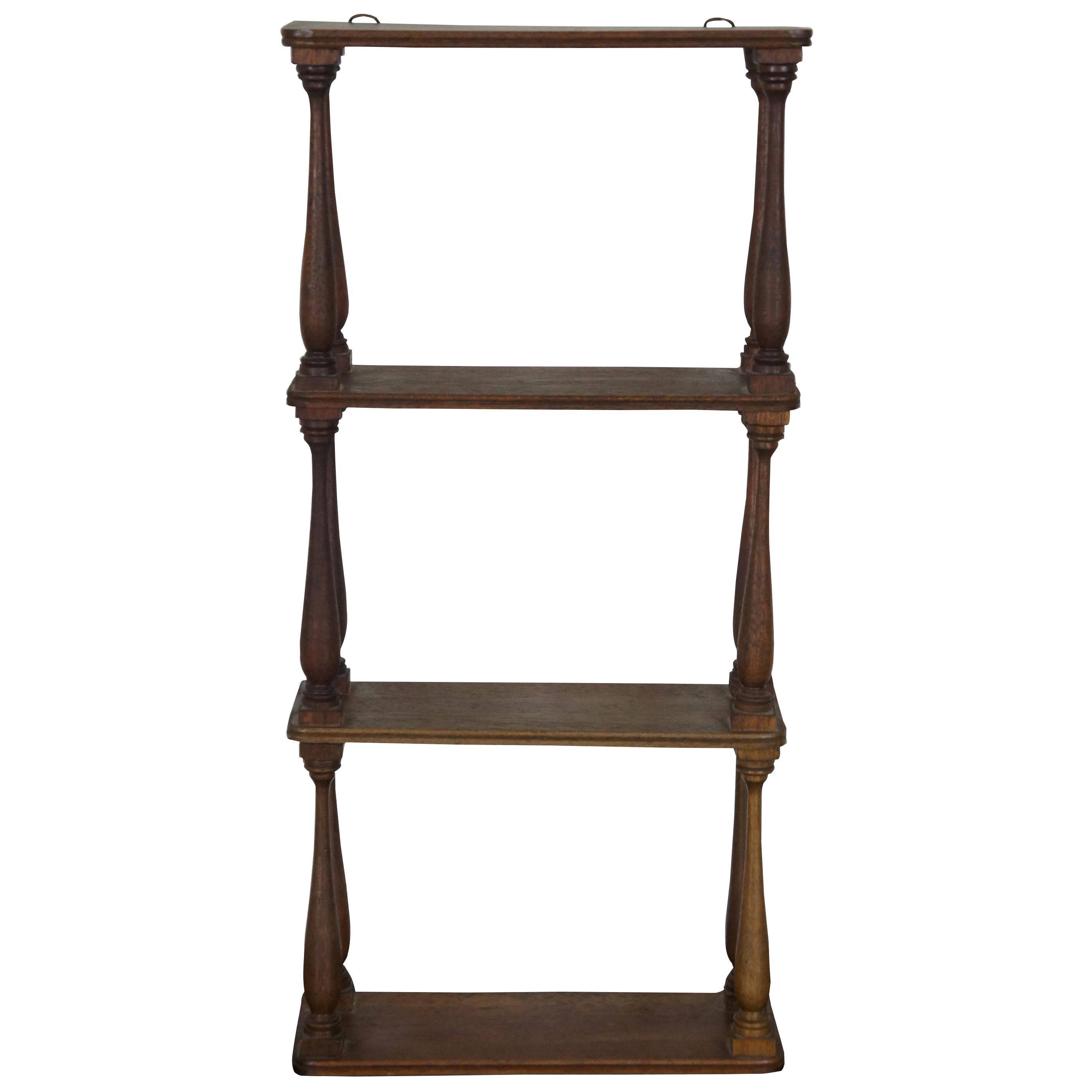 Antique Early American Walnut Hanging Miniature Étagère Curio Shelf Spindles at 1stDibs