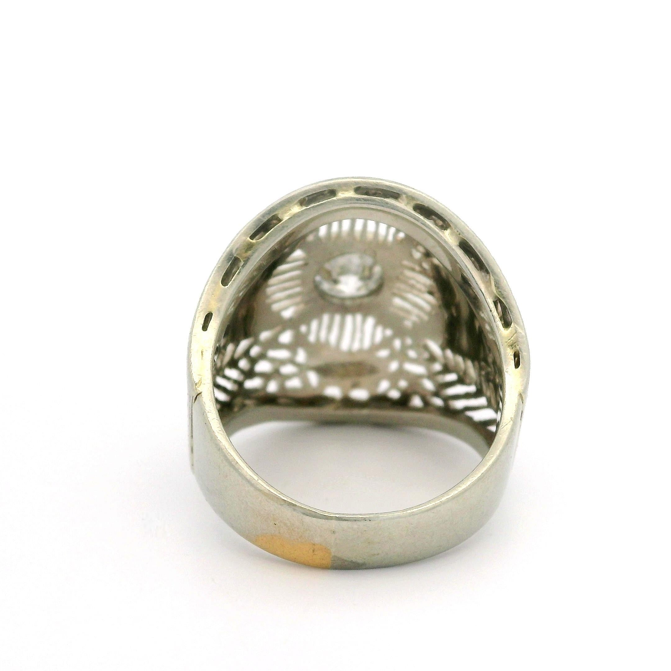 Antiquities Early Art Deco 14k Gold .60ct Diamond Filigree Wide Cigar Band Ring en vente 3