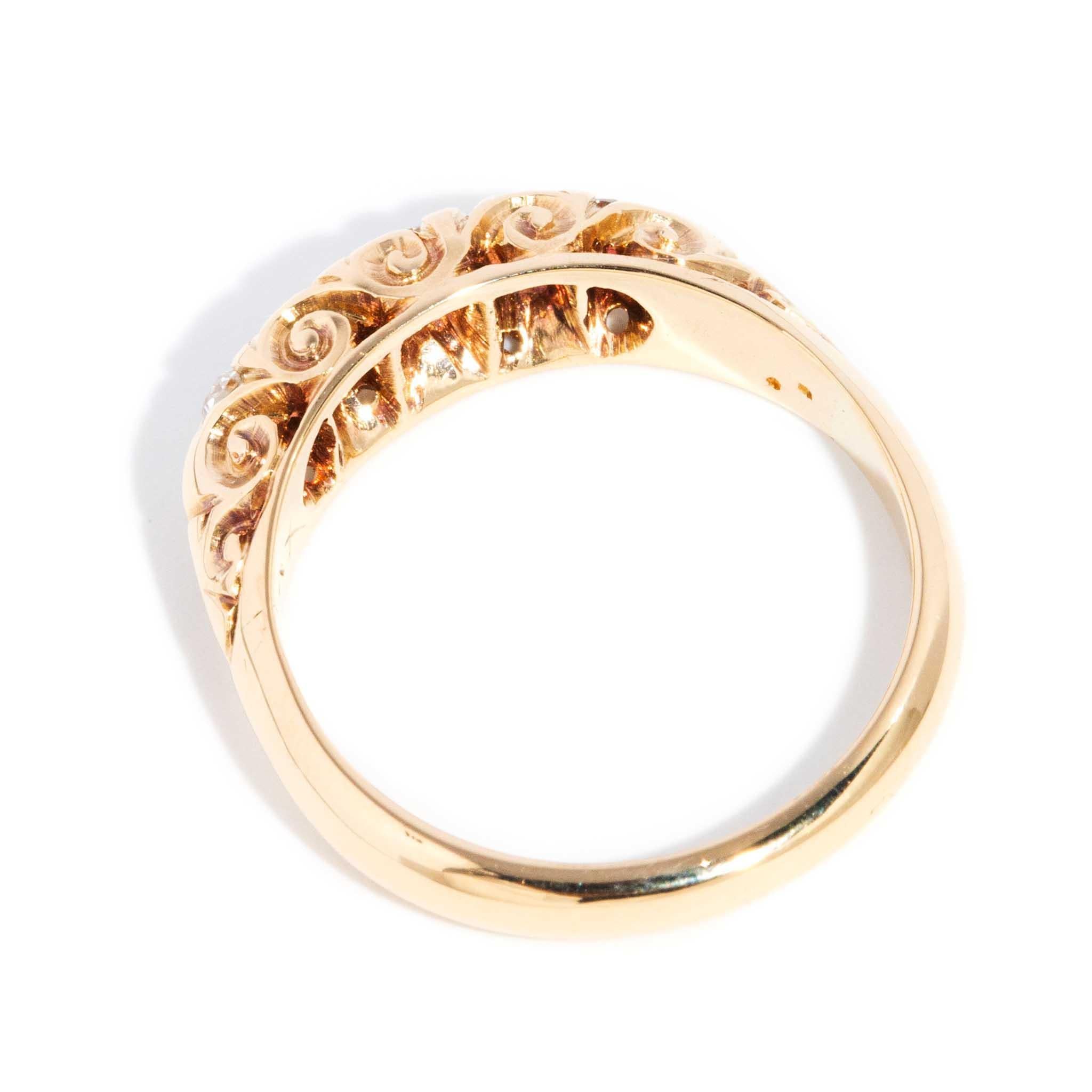 Antique Early Australian Old Cut Diamond Ring 18 Carat Yellow Gold For Sale 5