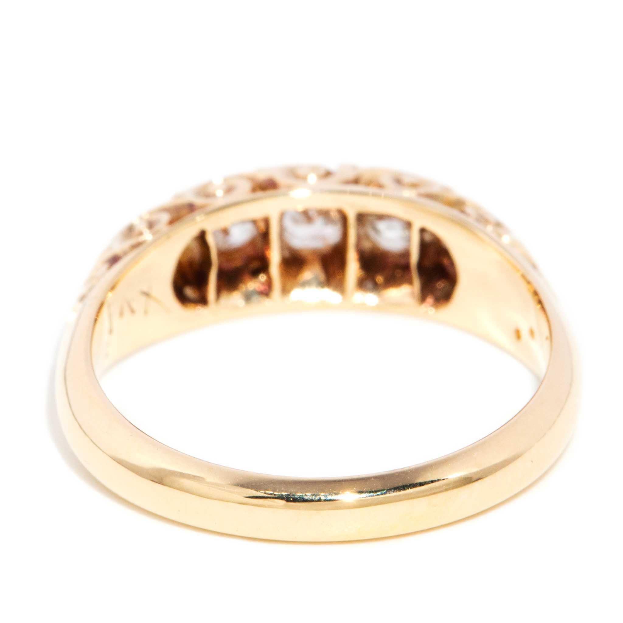 Antique Early Australian Old Cut Diamond Ring 18 Carat Yellow Gold For Sale 6