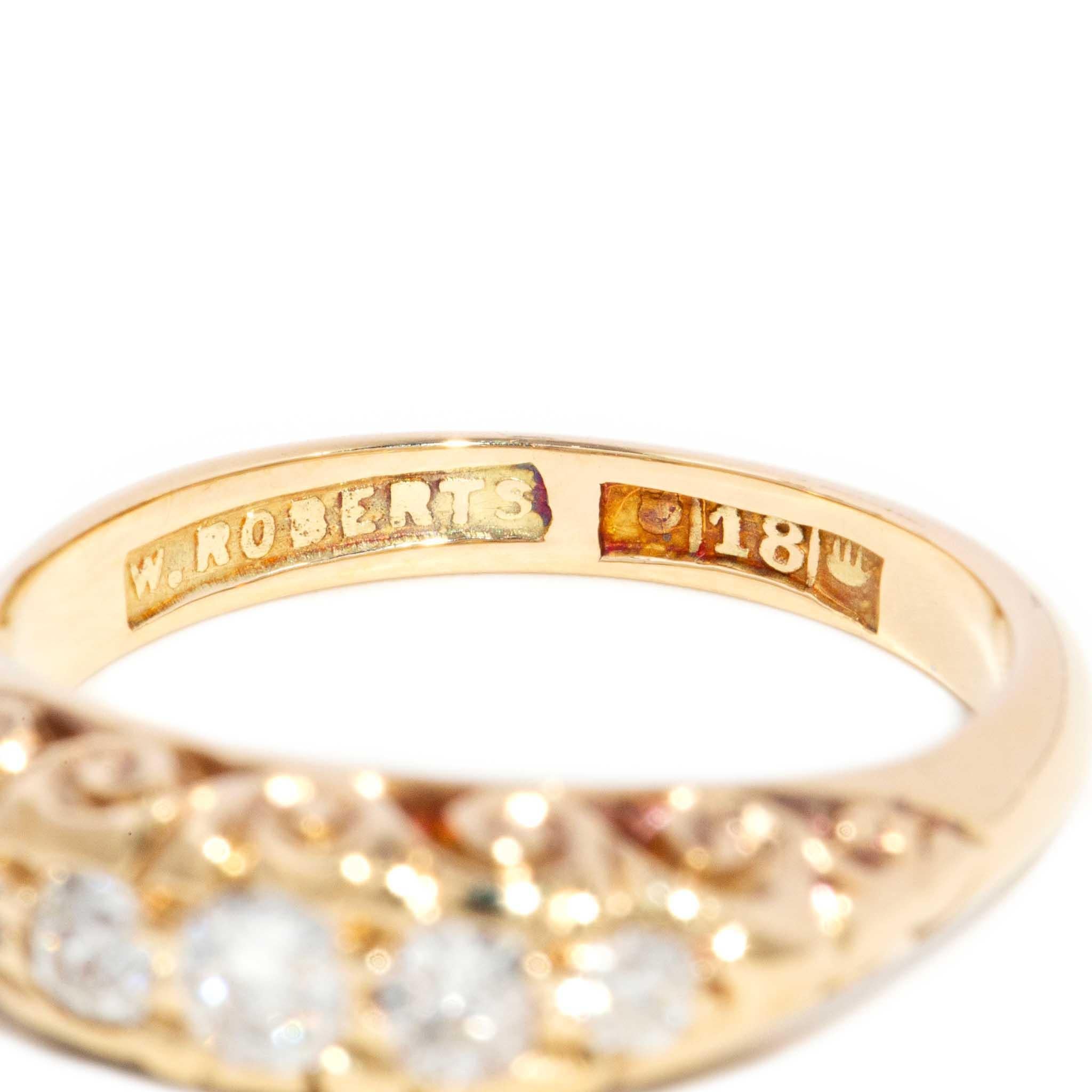 Antique Early Australian Old Cut Diamond Ring 18 Carat Yellow Gold For Sale 3