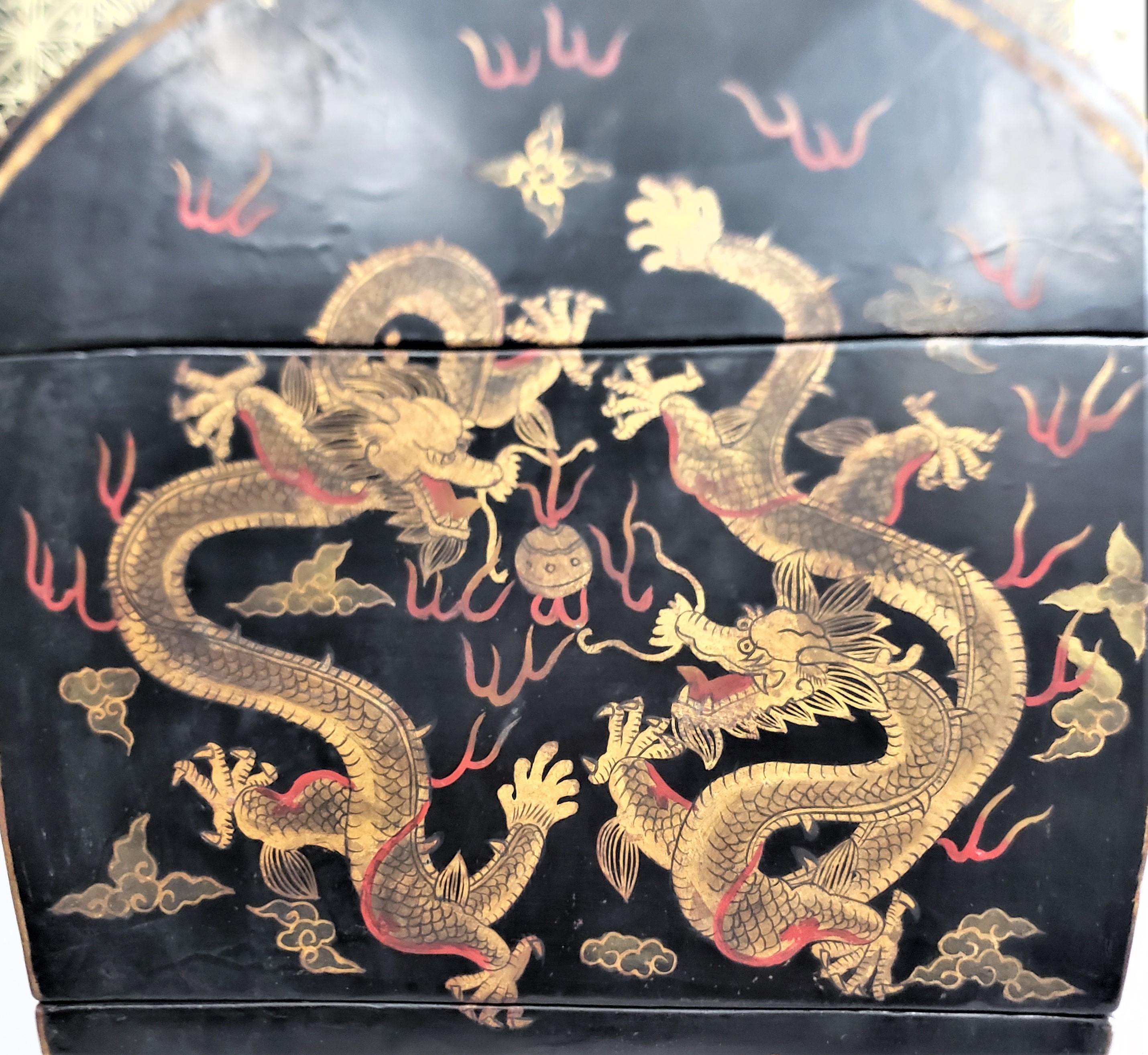 Antique Early Chinese Republic Era Stacking Lacquered Box Set with Dragon Motif For Sale 4