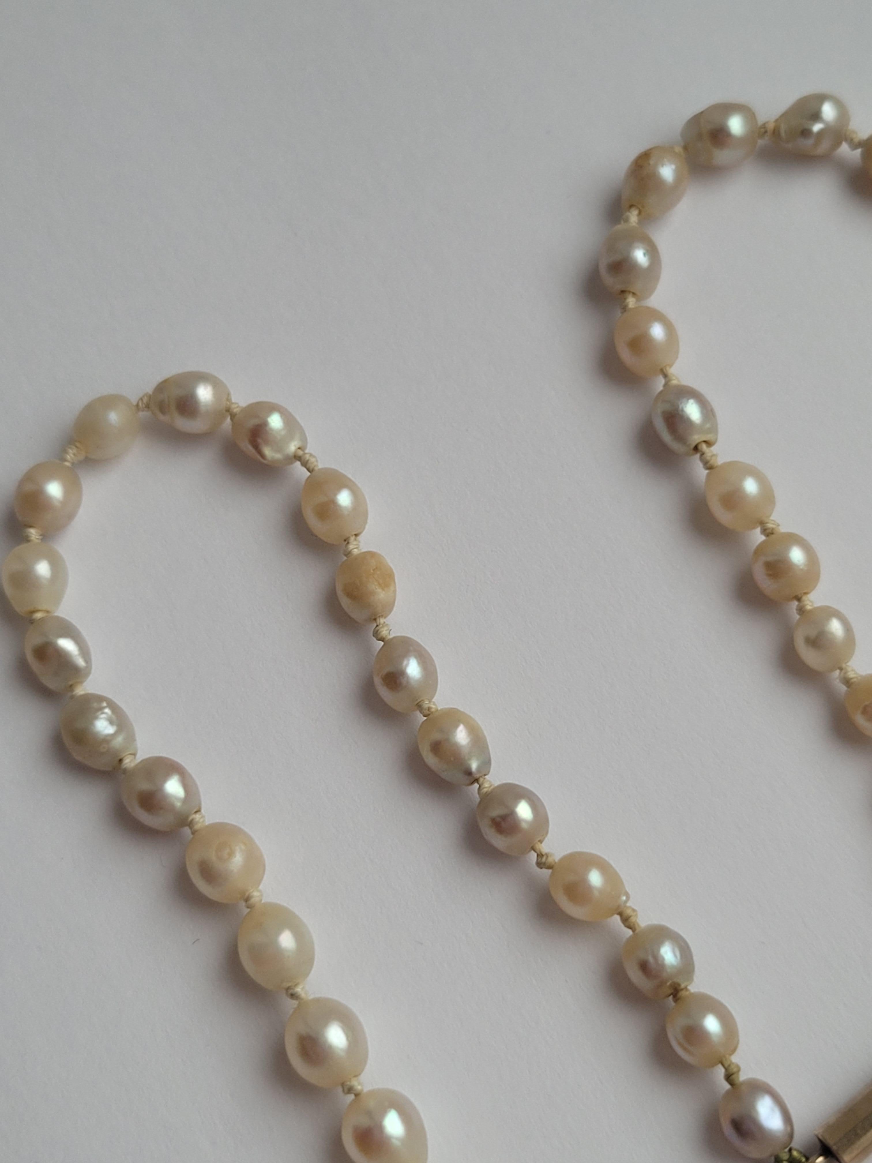 Antique Edwardian Cultured Pearl necklace For Sale 1