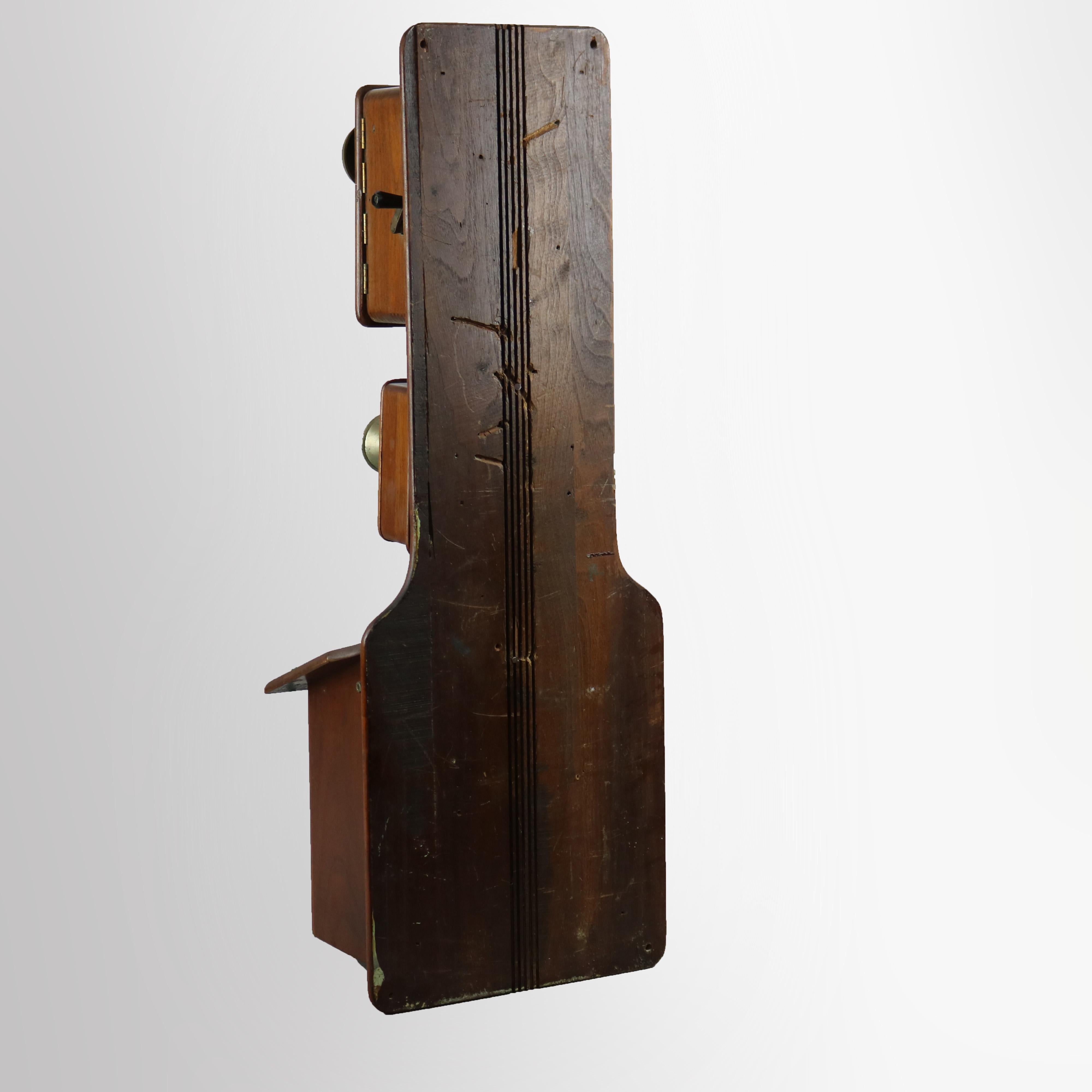 Antique Early Electric Construction Co. Syracuse NY Walnut Wall Telephone 19th C 8