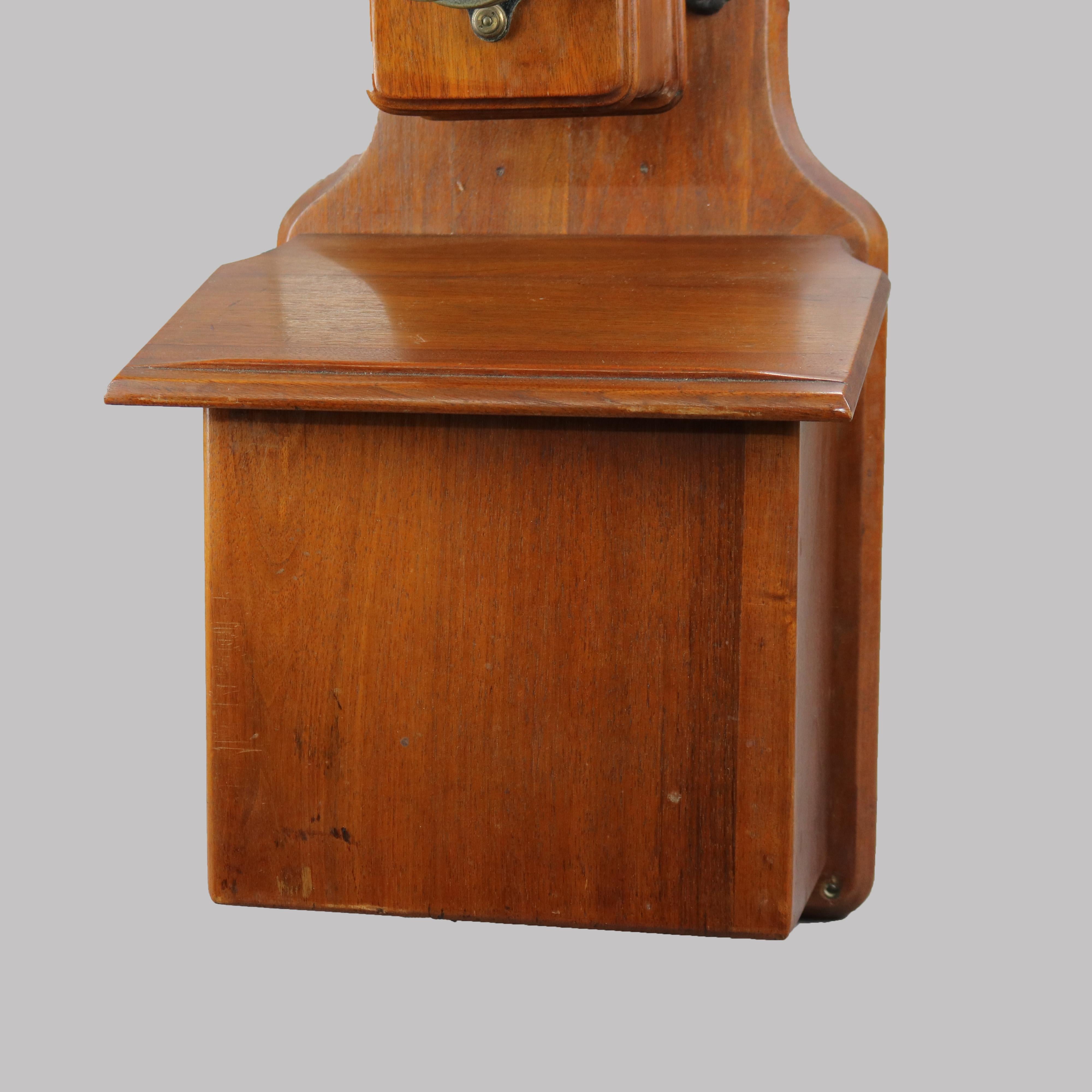 Antique Early Electric Construction Co. Syracuse NY Walnut Wall Telephone 19th C 9