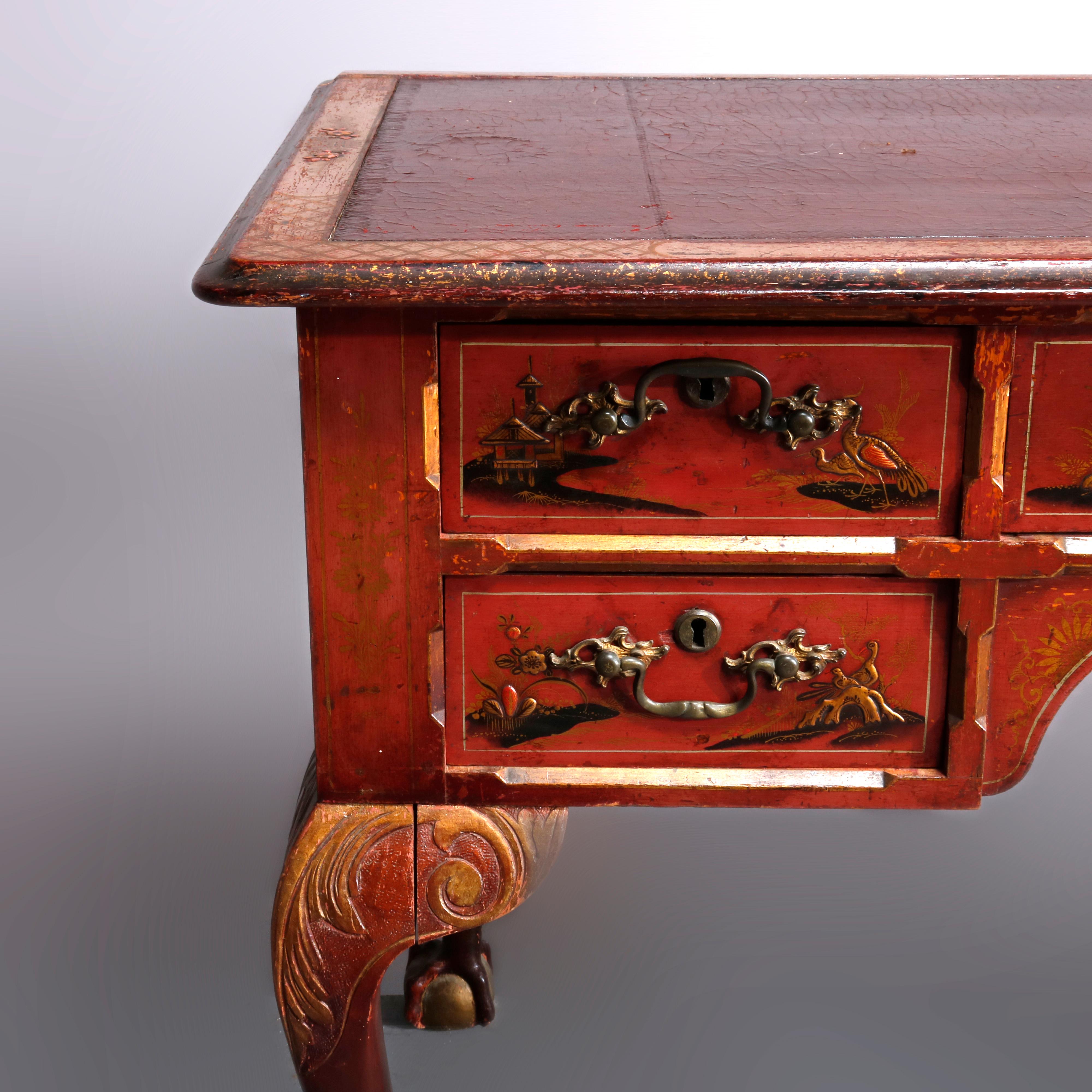 Antique Early English Chippendale Chinoiserie Decorated Writing Desk, circa 1830 1