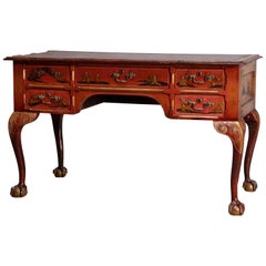 Antique Early English Chippendale Chinoiserie Decorated Writing Desk, circa 1830