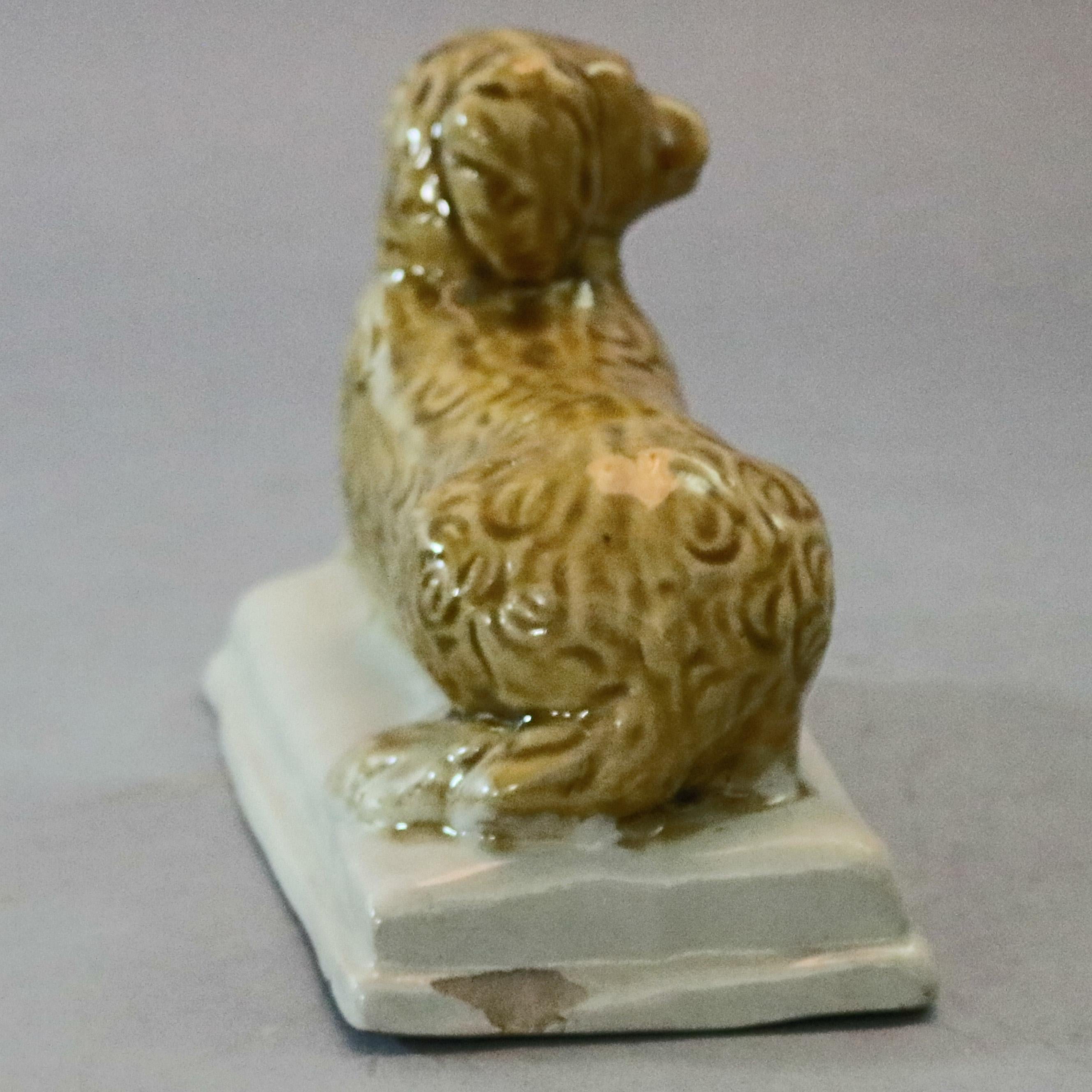 Glazed Antique Early Figural Stoneware Sculpture of Dog, circa 1850