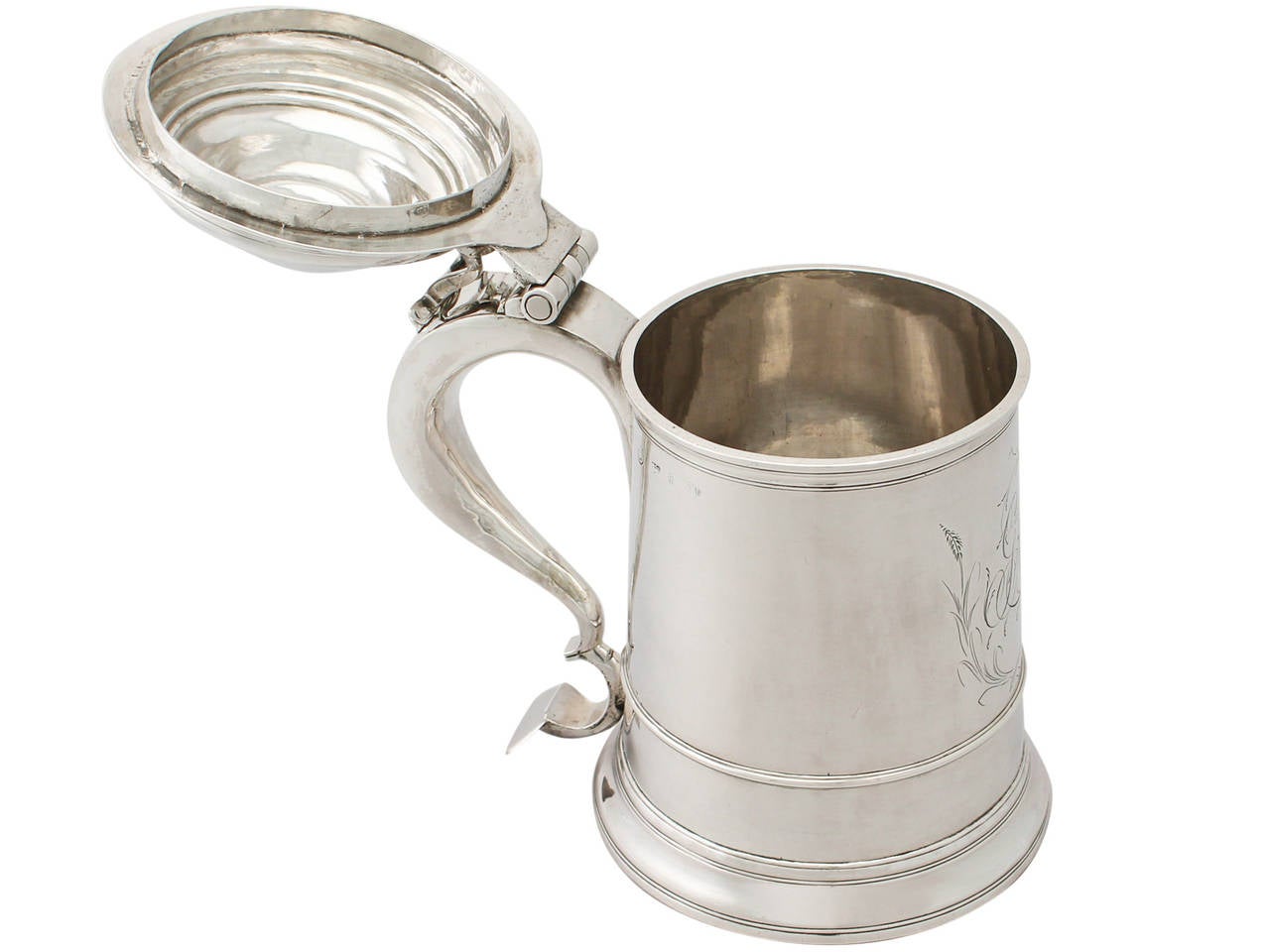 English Antique Early George II 1730s Newcastle Sterling Silver Tankard