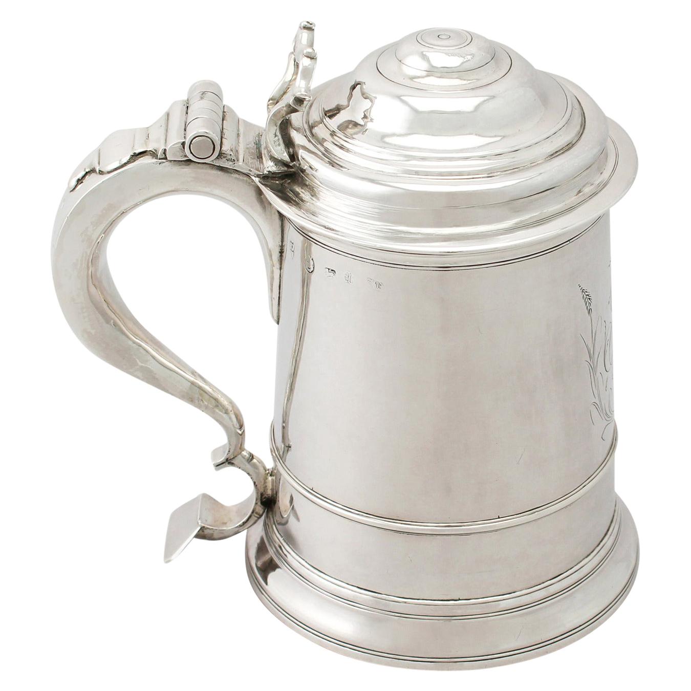 Antique Early George II 1730s Newcastle Sterling Silver Tankard