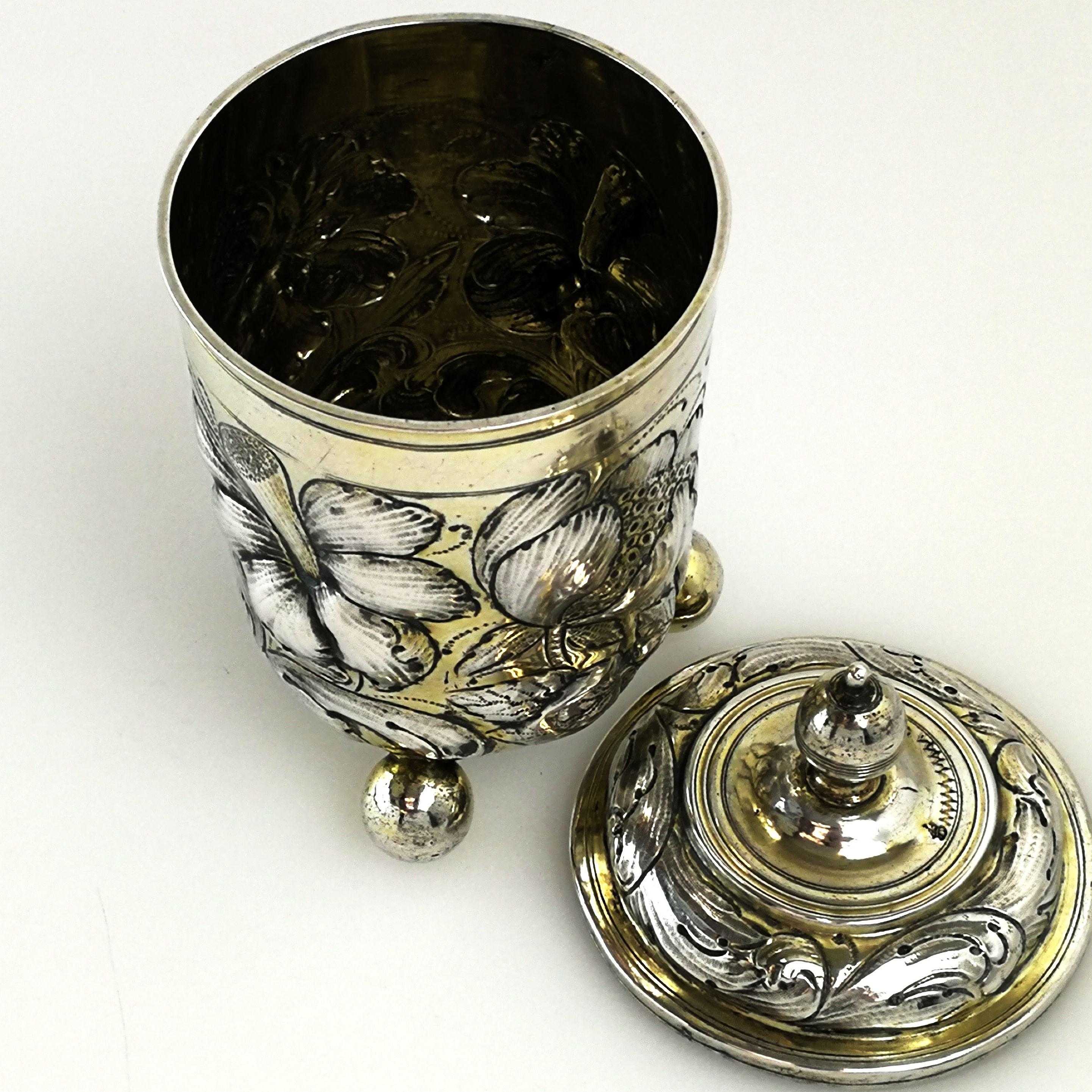 Antique Early German Silver Cup and Cover / Lidded Beaker circa 1680 Augsburg 2