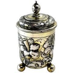 Antique Early German Silver Cup and Cover / Lidded Beaker circa 1680 Augsburg