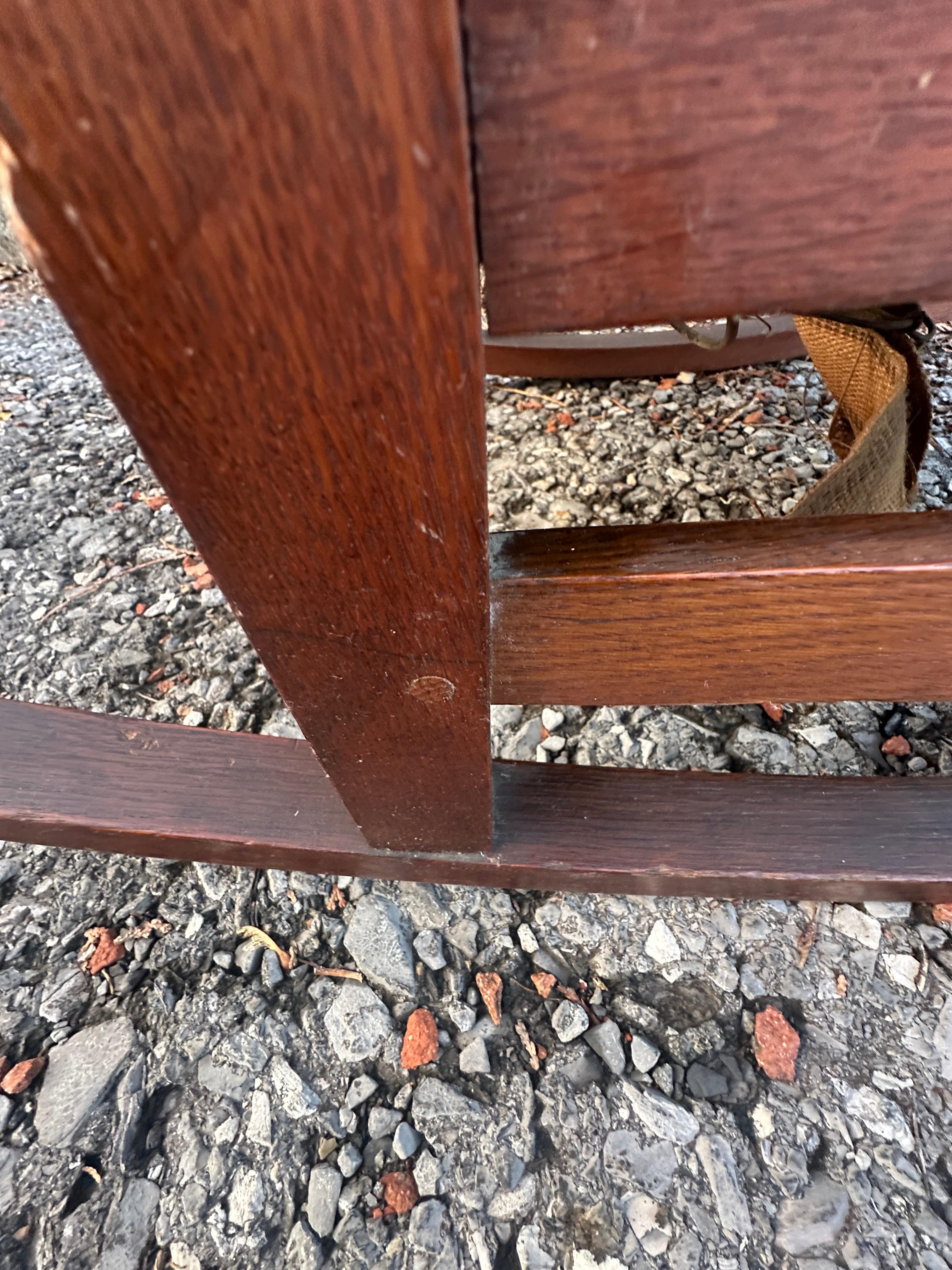 SIGHNED Early Gustav Stickley Rocker( with a Decal ) with Original Leather w2648 (Arts and Crafts) im Angebot
