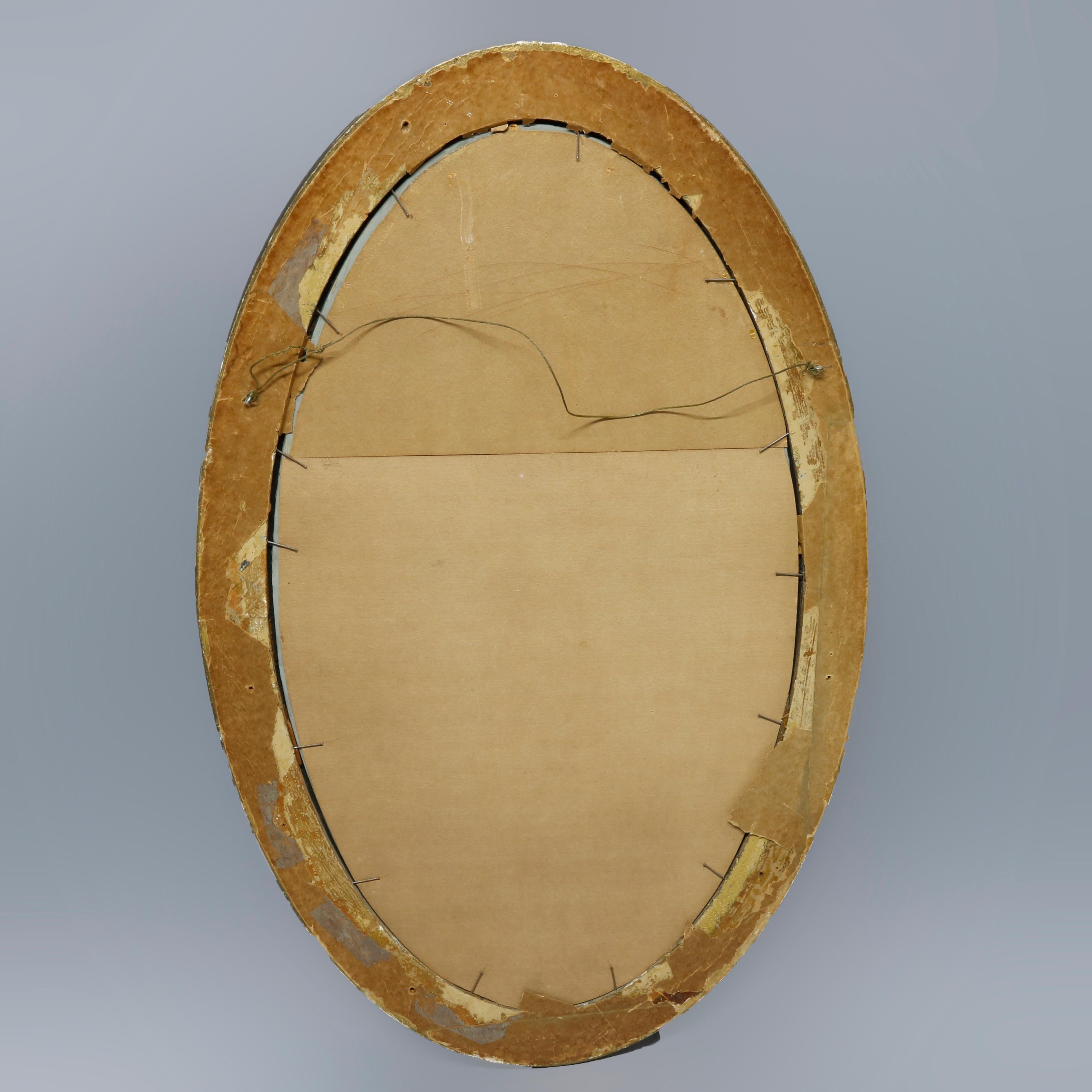European Antique Early Large Oval Giltwood Wall Mirror, circa 1830