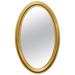 Antique Early Large Oval Giltwood Wall Mirror, circa 1830