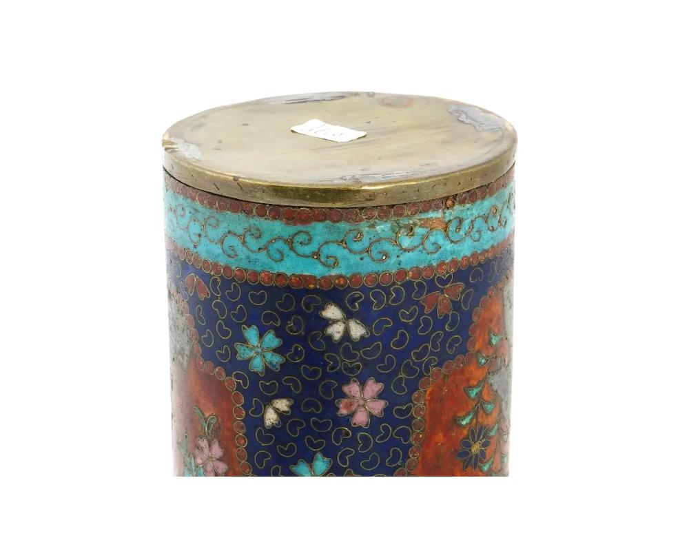 Antique Early Meiji Japanese Cloisonne Brush Pot in the Style of Namikawa For Sale 1