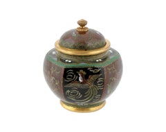 Antique Early Meiji Japanese Cloisonne Enamel Bird Jar Attributed to Honda