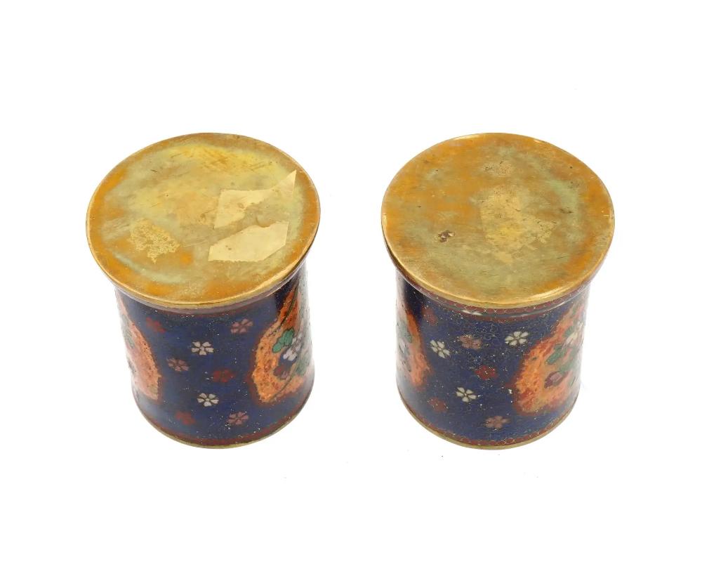 Antique Early Meiji Japanese Cloisonne Enamel Brush Pots in the Style of Namikaw For Sale 1
