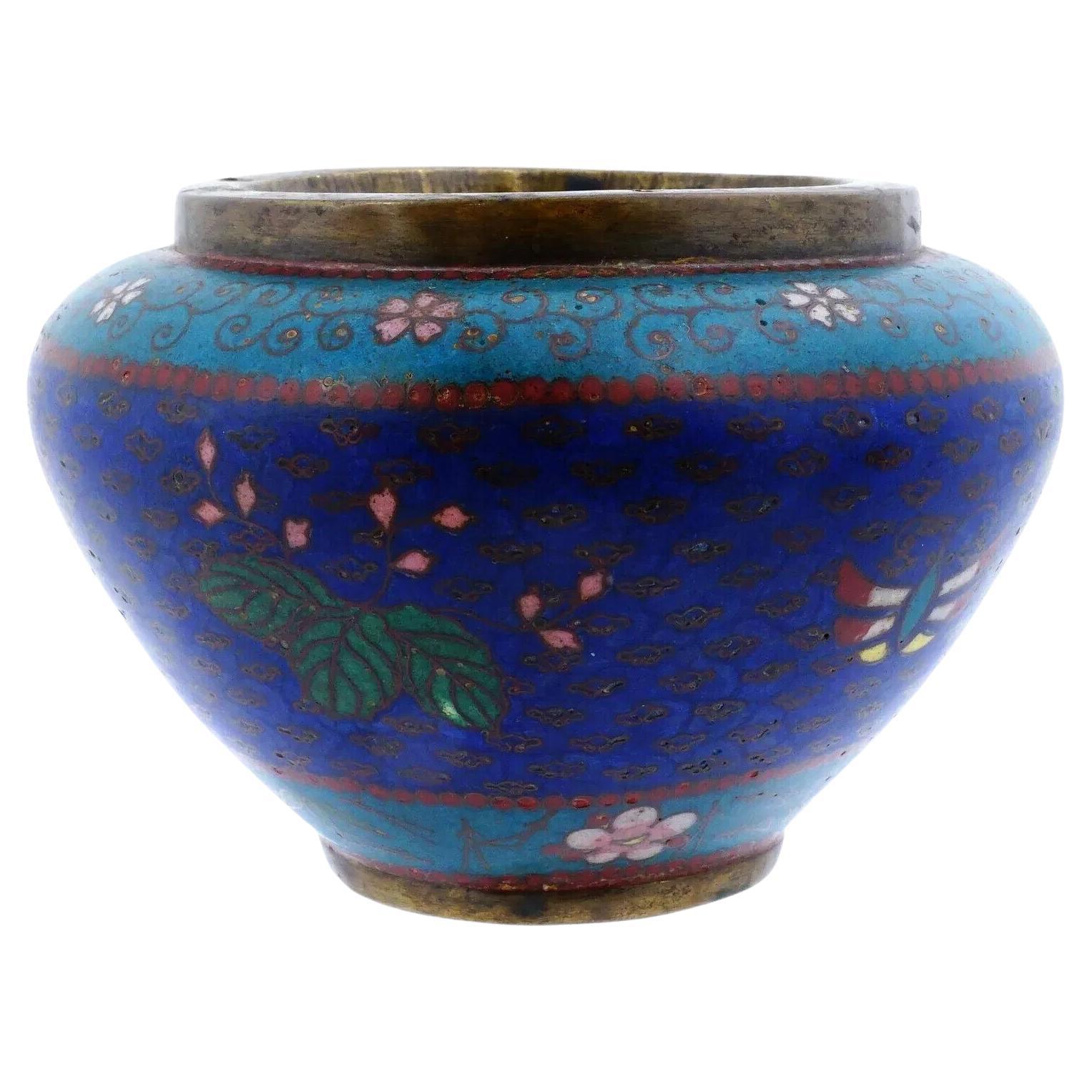 Antike frühe Meiji japanische Cloisonne-Emaille Schmetterlingsschale
