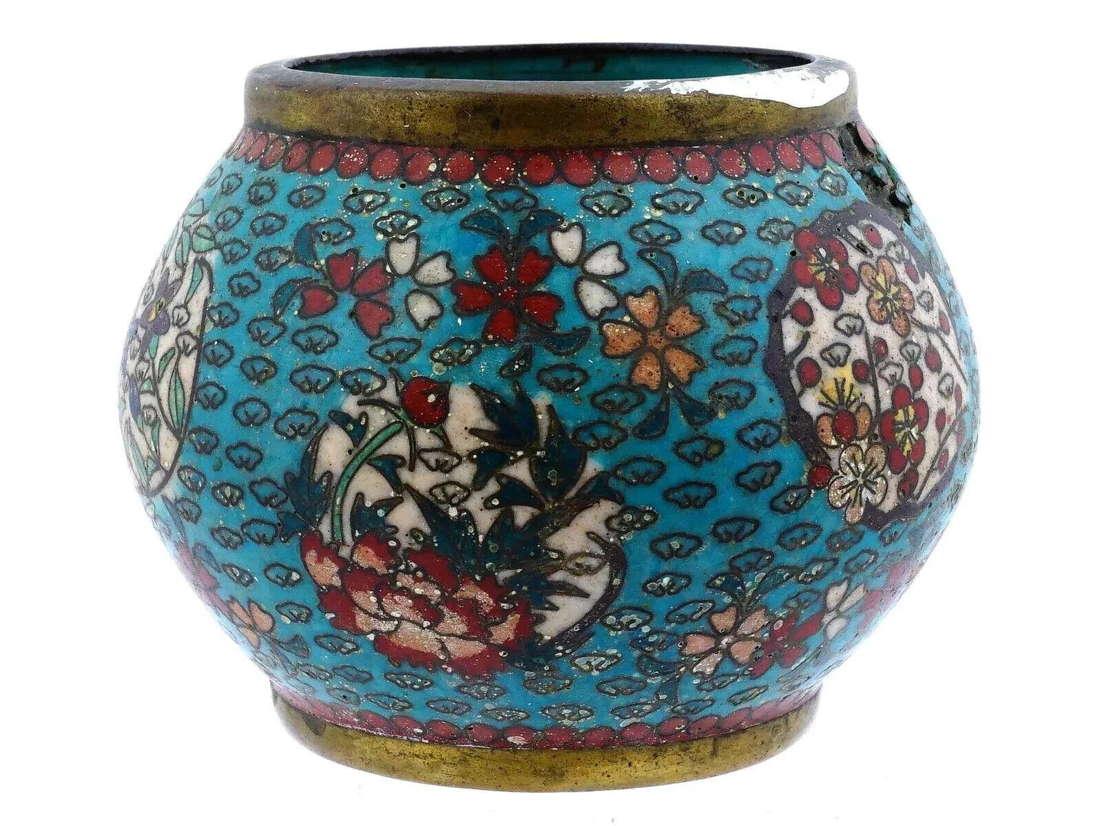 Antike frühe japanische Meiji-Wolkenvase aus Cloisonné-Emaille aus der Meiji-Zeit (Japanisch) im Angebot