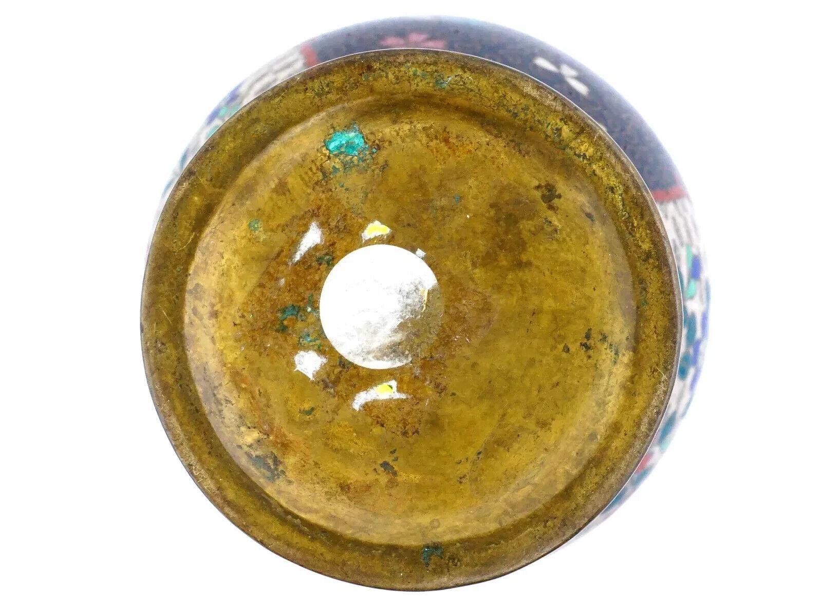 Antike frühe japanische Cloisonné-Emaille-Wolkenvase mit Blumenmuster aus der Meiji-Zeit (Japanisch) im Angebot
