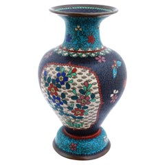 Antike frühe japanische Cloisonné-Emaille-Wolkenvase mit Blumenmuster aus der Meiji-Zeit
