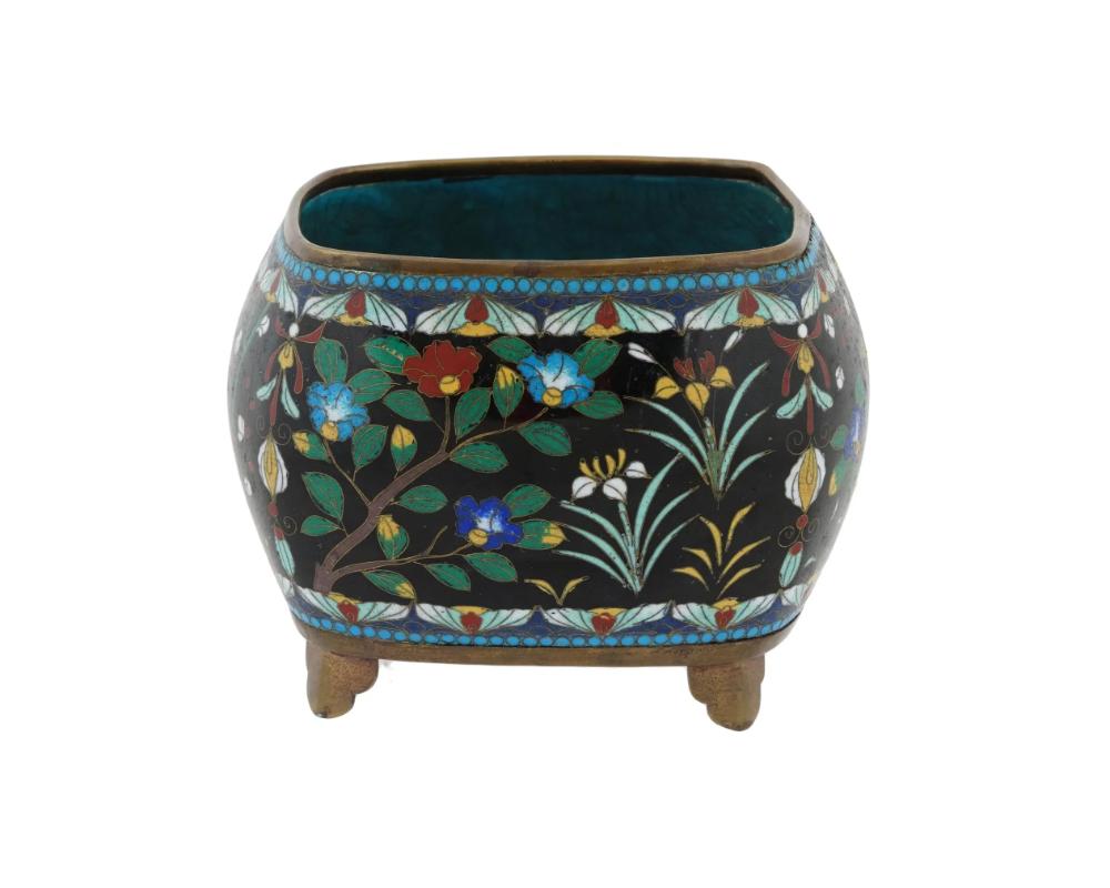 19th Century Antique Early Meiji Japanese Cloisonne Enamel Flower Pot Cachepot