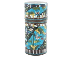 Antique Early Meiji Japanese Cloisonne Enamel Tea Caddy