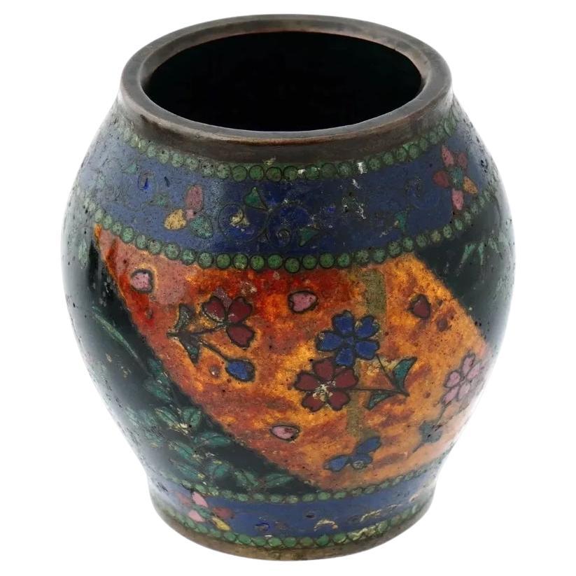 Antike frühe Meiji Japanische Cloisonne Emaille Vase