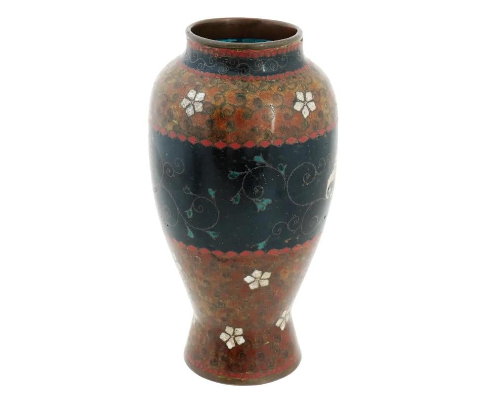 19th Century Antique Early Meiji Japanese Cloisonne Enamel Vase in the Style of Namikawa For Sale