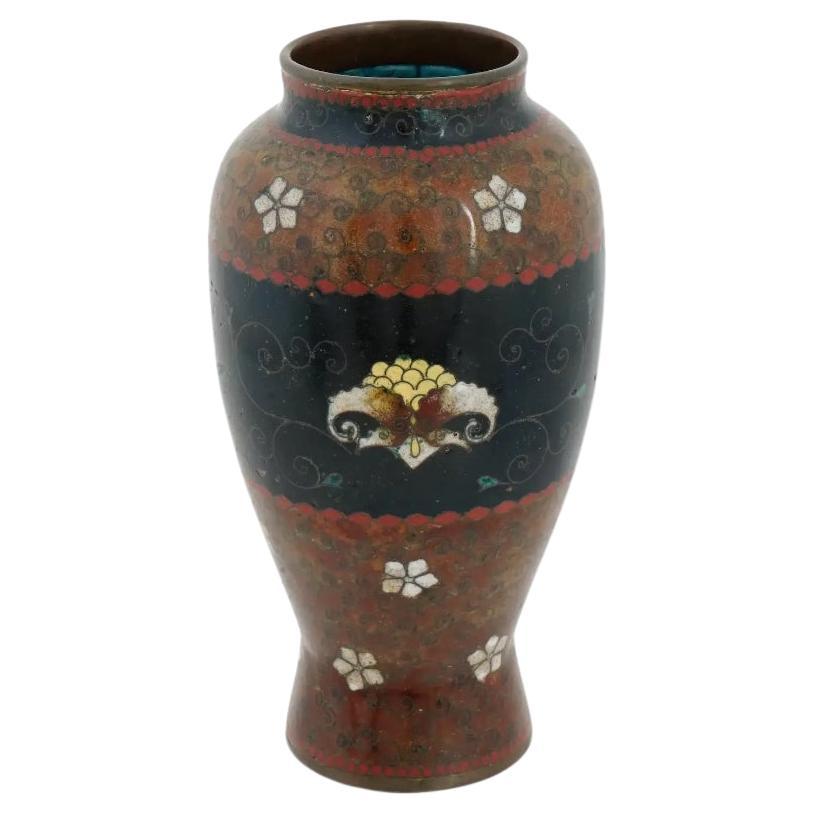 Antique Early Meiji Japanese Cloisonne Enamel Vase in the Style of Namikawa For Sale