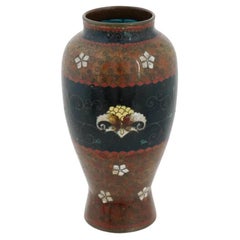 Antique Early Meiji Japanese Cloisonne Enamel Vase in the Style of Namikawa