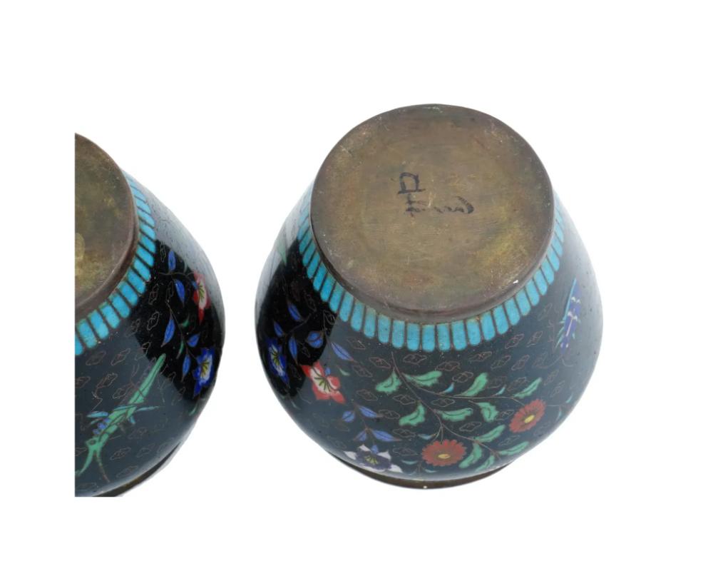 19th Century Antique Early Meiji Japanese Cloisonne Enamel Vases For Sale