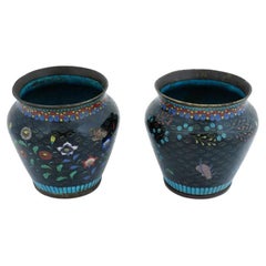 Antike japanische Cloisonné-Emaille-Vasen aus der frühen Meiji-Zeit