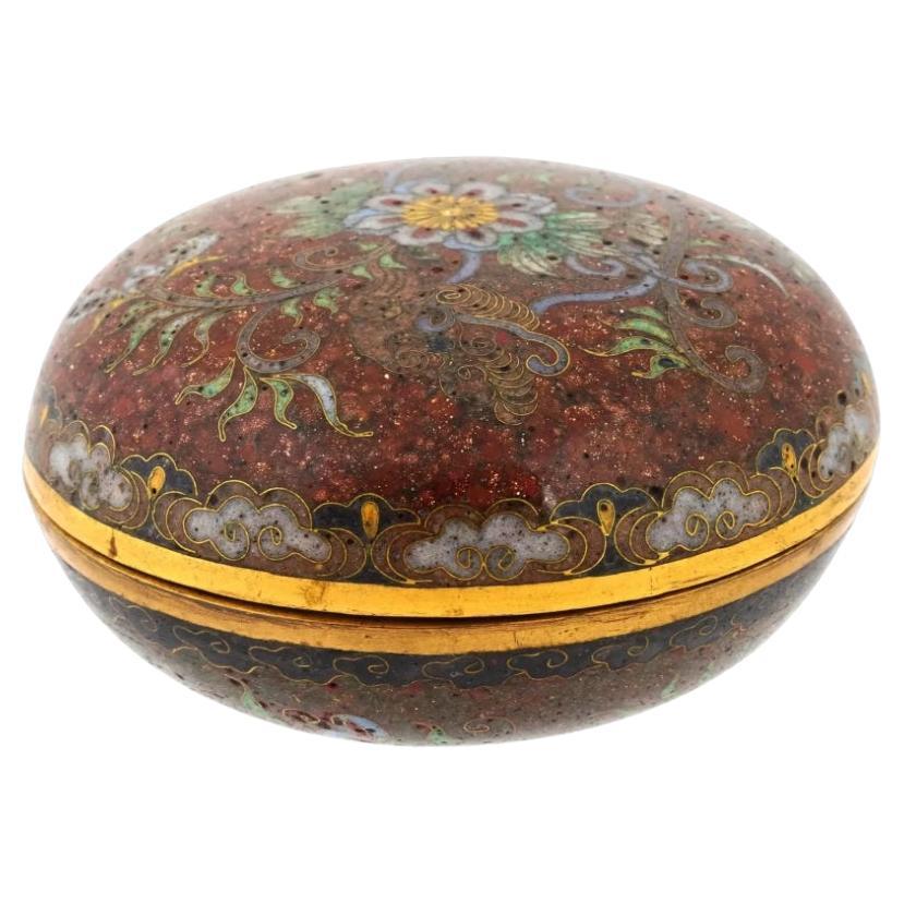 Antigua caja de baratijas japonesa de cloisonné y esmalte de piedra dorada de principios de Meiji Atributo KOGO en venta