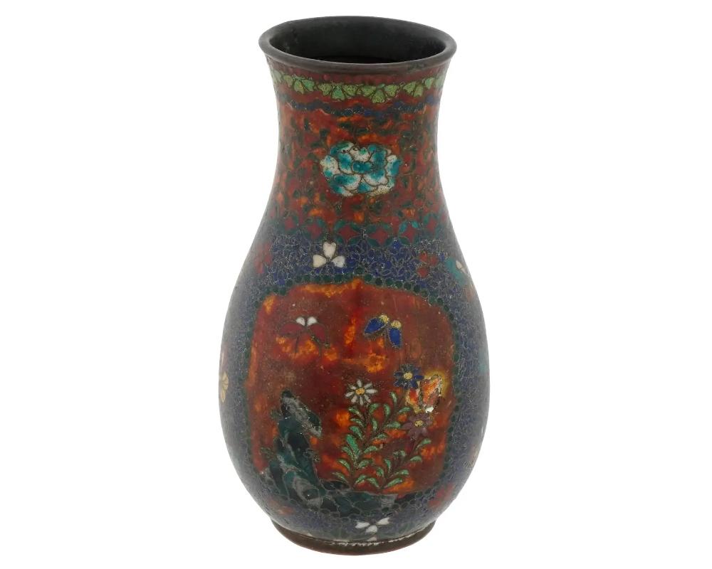 Cloissoné Antique Early Meiji Japanese Cloisonne Vase Attr to Namikawa For Sale
