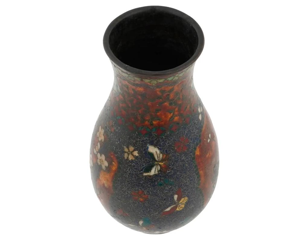 19th Century Antique Early Meiji Japanese Cloisonne Vase Attr to Namikawa For Sale