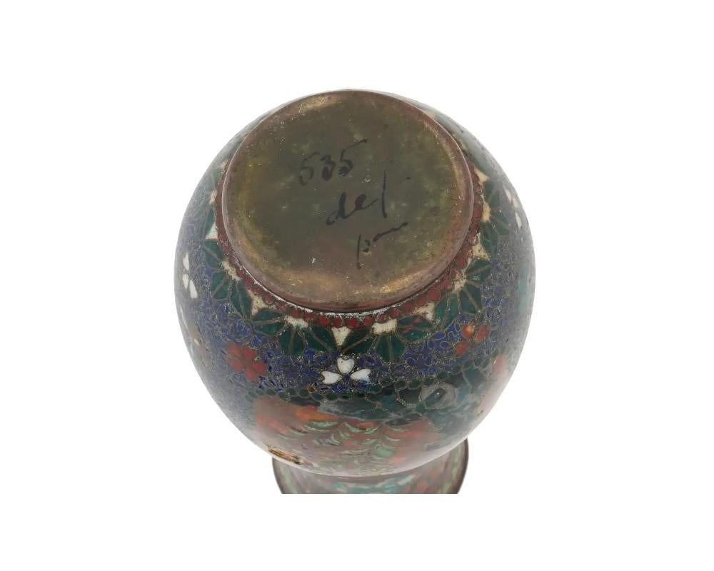 Enamel Antique Early Meiji Japanese Cloisonne Vase Attr to Namikawa For Sale