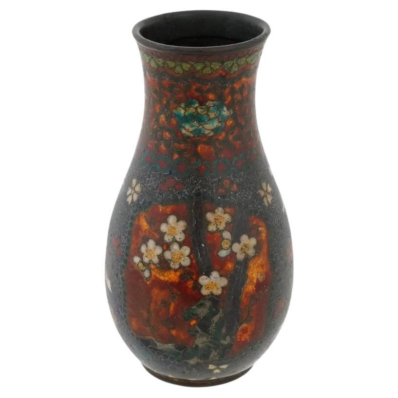 Antique Early Meiji Japanese Cloisonne Vase Attr to Namikawa For Sale