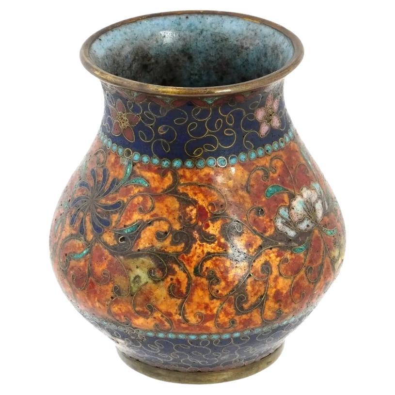 Antique Early Meiji Japanese Cloisonne Vase in the Style of Namikawa For Sale