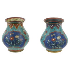 Antiquités - Vases cloisonnés japonais du début de l'ère Meiji - Nuit et jour