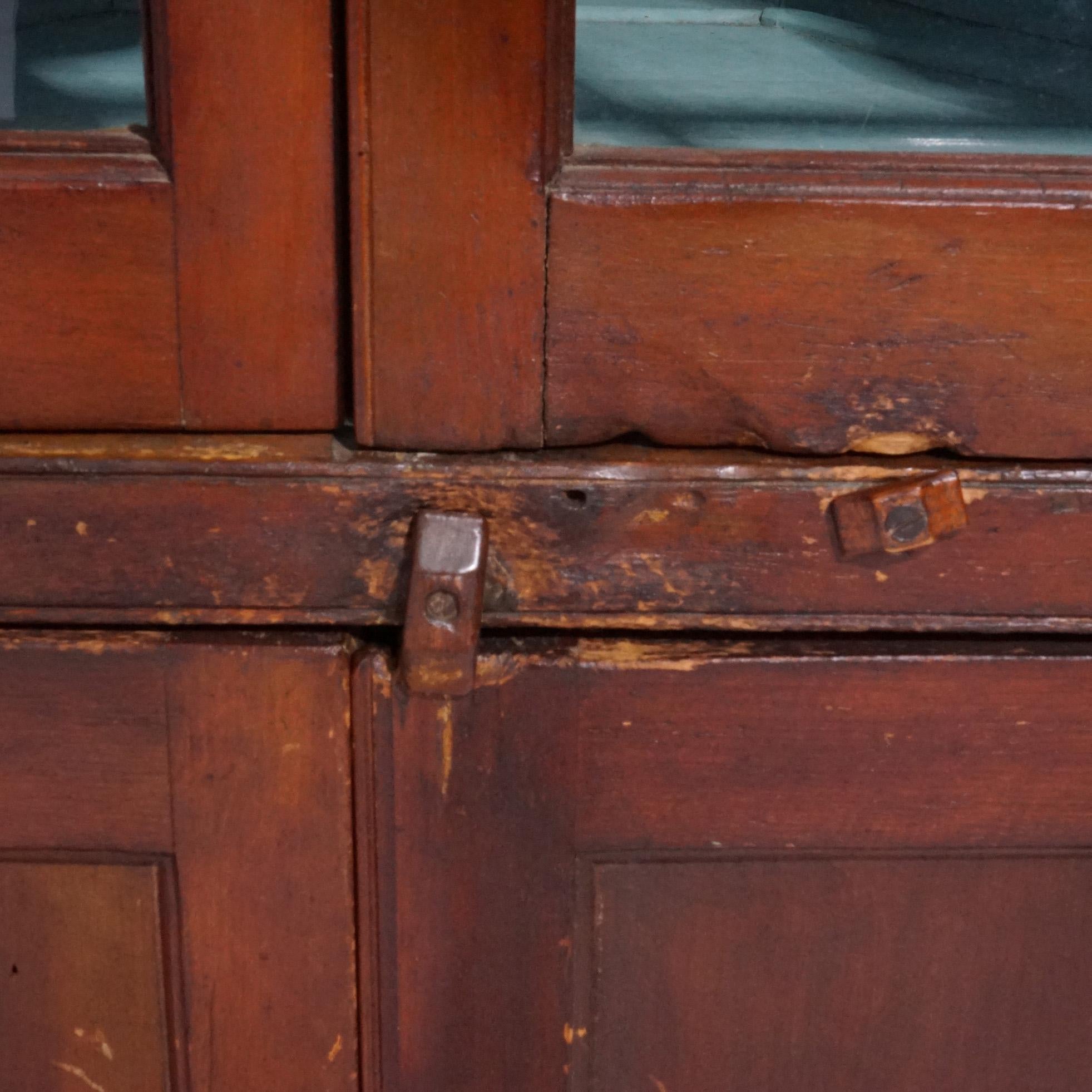 Antique Early Pennsylvania 12-Pane Two Door Cherry Corner Cabinet Circa 1820 1