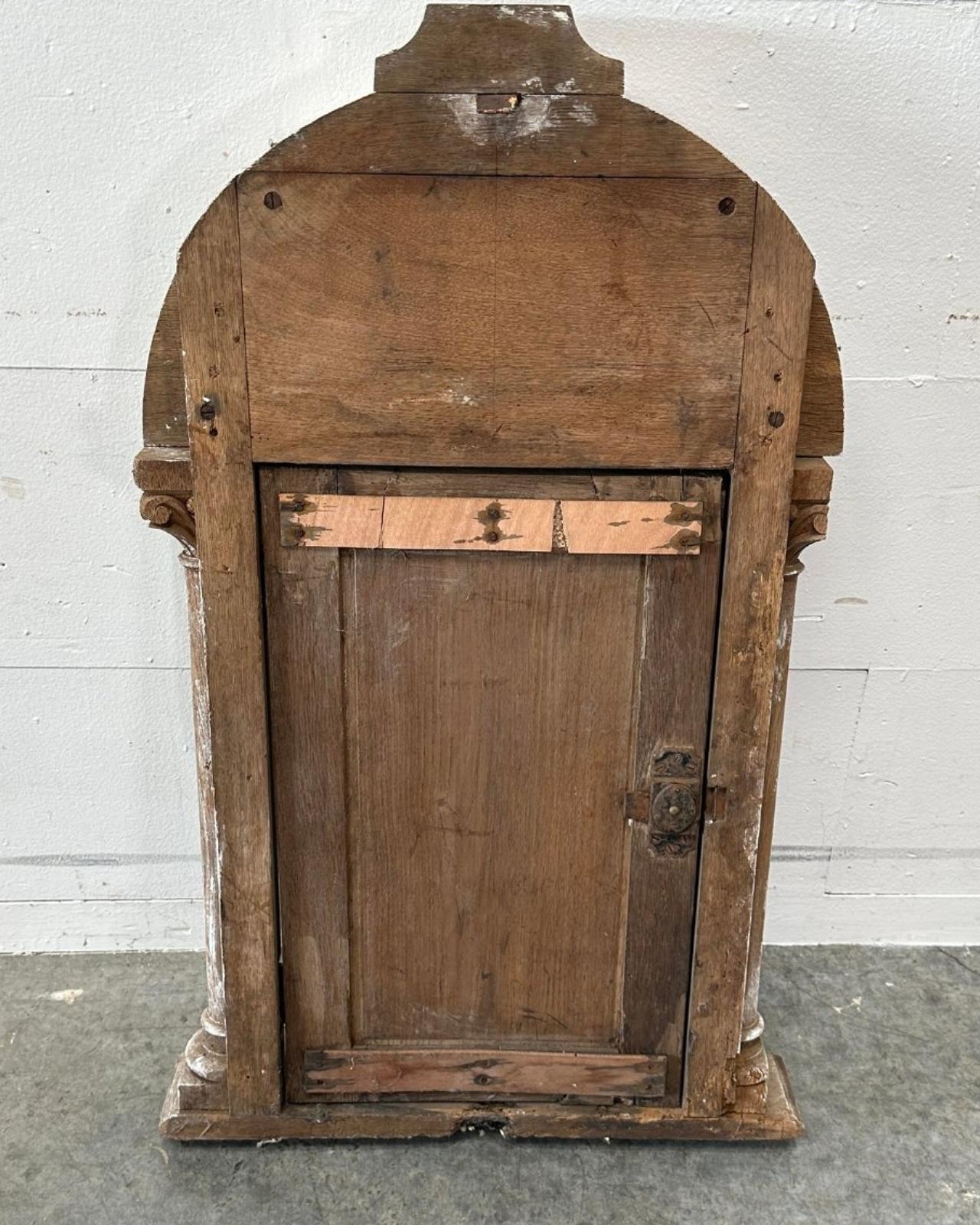 Wood Antique Early Romanesque Gothic Architectural Tabernacle Niche Door  For Sale