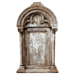 Antique Early Romanesque Gothic Architectural Tabernacle Niche Door