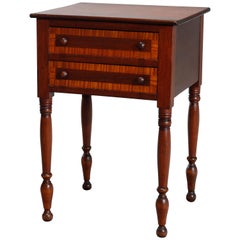 Antique Early Sheraton Walnut Cross-Banded Inlay 2-Drawer Stand, circa 1840