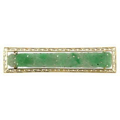 Antique Early Victorian 14k Gold Jade Brooch, Netherlands, 12.9g