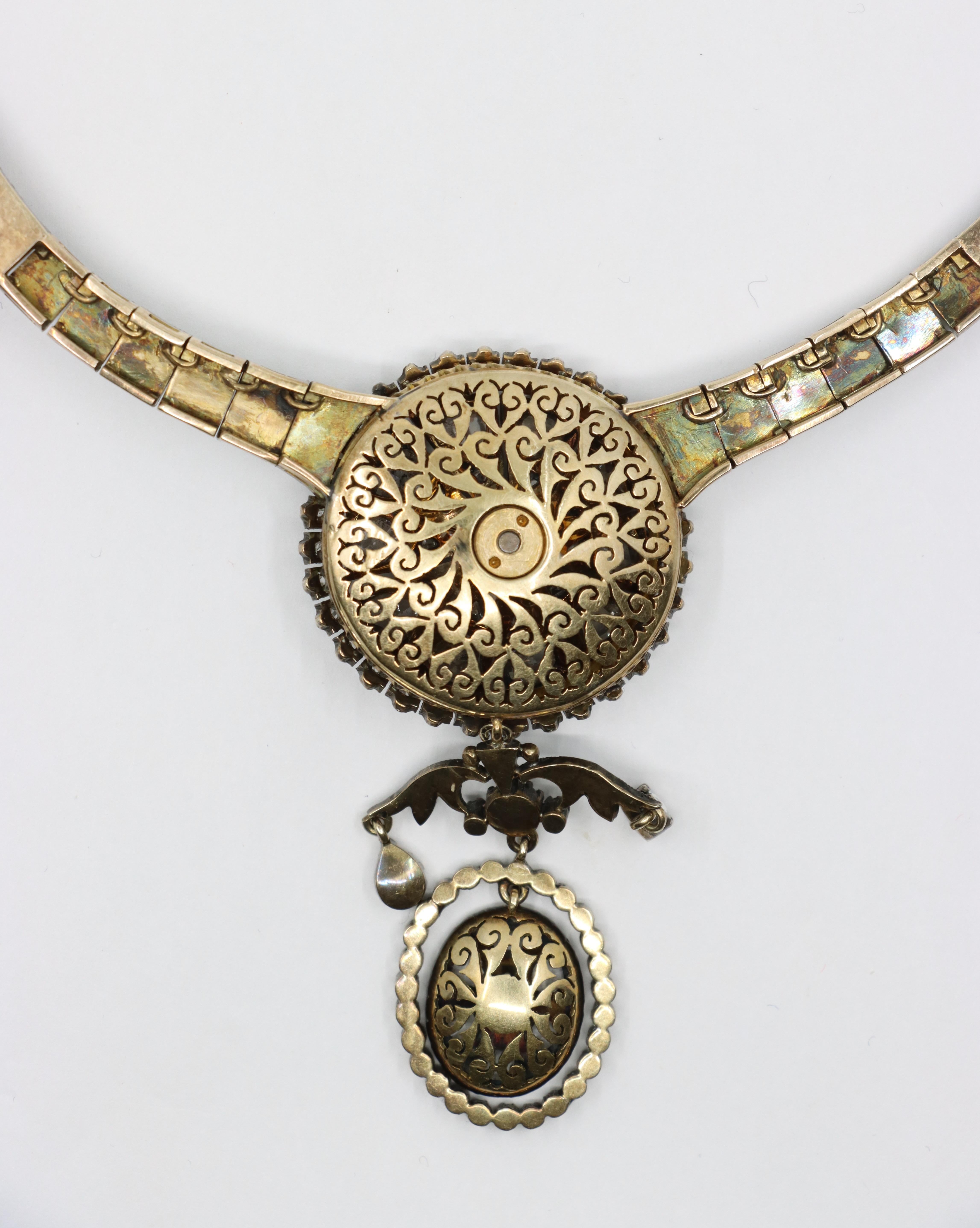 Antica collana di diamanti in oro giallo 14K e argento del primo periodo vittoriano in vendita 8