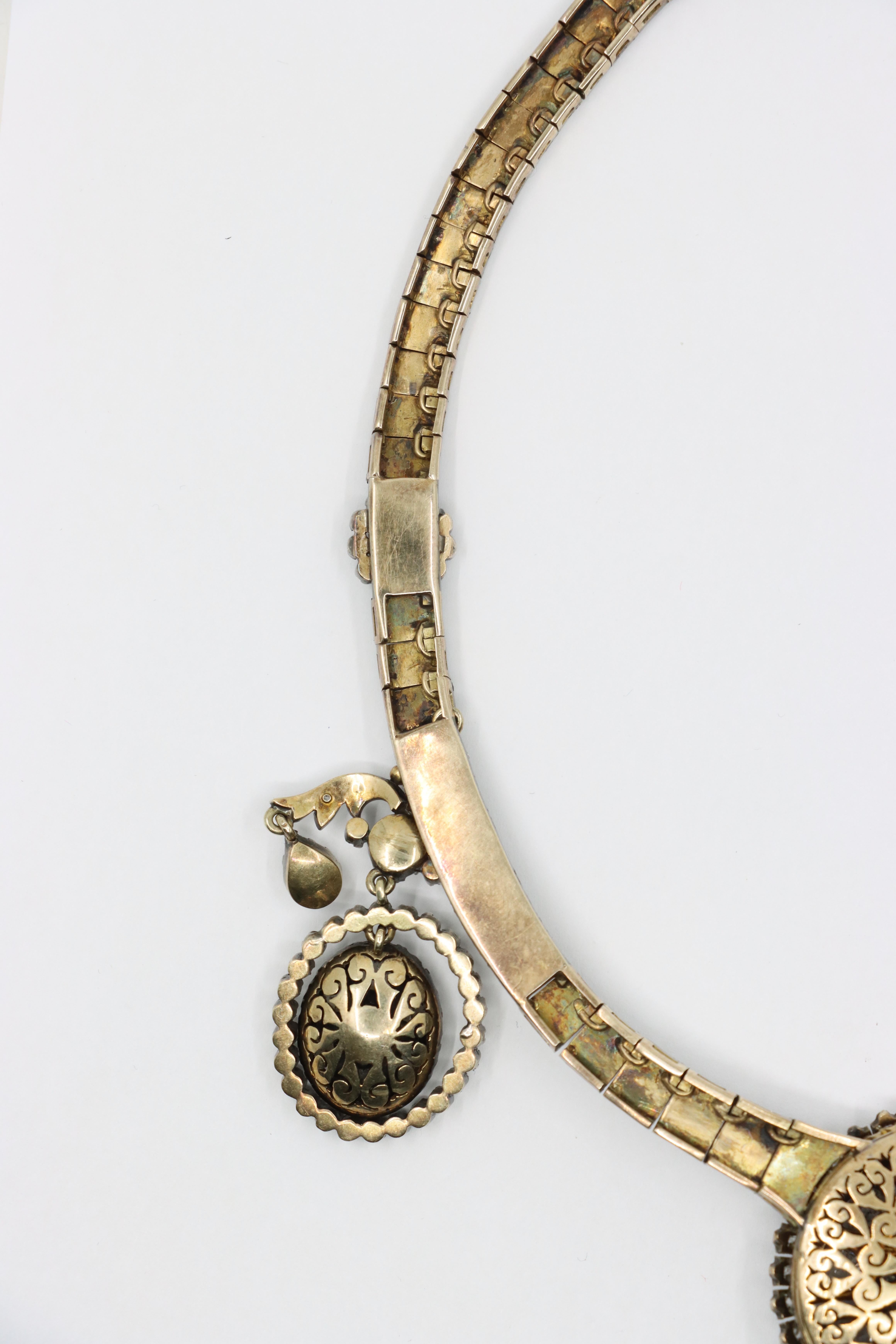 Antica collana di diamanti in oro giallo 14K e argento del primo periodo vittoriano in vendita 9