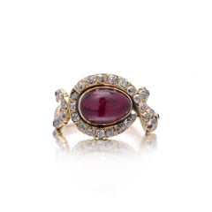 Victorian 18kt Gold Snake Ring with 3.50ct Ruby & 0.45ct Diamonds