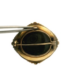 Antica spilla a spillo in oro 18k con diamante taglio miniera e turchese